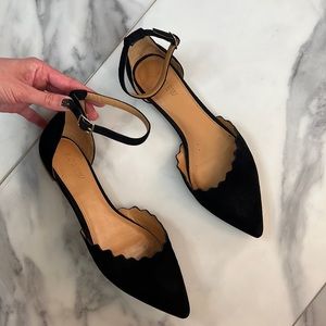 J Crew Black Suede Pointed Toe Flats sz 9